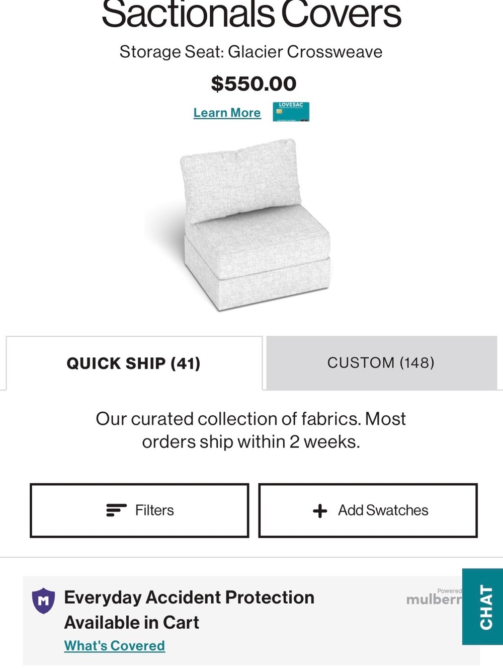 Lovesac Sectional Covers - Glacier Crossweave